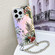 iPhone 16 Pro Max Electroplating Laser Flower Phone Case with Wrist Strap - Leaves AH12