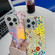 iPhone 16 Pro Max Electroplating Laser Flower Texture TPU Phone Case - Peach Blossom AH4