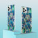 iPhone 16 Pro Max Electroplating Splicing Marble Flower Pattern Dual-side IMD TPU Shockproof Phone Case - Blue Green