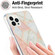 iPhone 16 Pro Max Electroplating Splicing Marble Flower Pattern Dual-side IMD TPU Shockproof Phone Case - Pink White