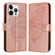 iPhone 16 Pro Max Embossed Butterfly Leather Phone Case - Rose Gold