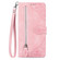 iPhone 16 Pro Max Embossed Flower Zipper Leather Phone Case - Pink