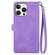 iPhone 16 Pro Max Embossed Flower Zipper Leather Phone Case - Purple