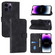 iPhone 16 Pro Max Embossed Line Leather Phone Case with Lanyard - Black