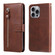 iPhone 16 Pro Max Fashion Calf Texture Zipper Leather Phone Case - Brown