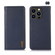 iPhone 16 Pro Max KHAZNEH Nappa Top Layer Cowhide Leather Phone Case - Blue