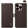 iPhone 16 Pro Max KHAZNEH Side-Magnetic Litchi Genuine Leather RFID Case - Brown