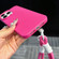 iPhone 16 Pro Max Leather Texture TPU Full Coverage Phone Case with Lanyard - Rose Red
