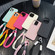 iPhone 16 Pro Max Leather Texture TPU Full Coverage Phone Case with Lanyard - Rose Red