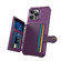 iPhone 16 Pro Max Magnetic Wallet Card Bag Leather Phone Case - Purple