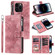 iPhone 16 Pro Max Multi-Card Totem Zipper Leather Phone Case - Pink