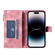 iPhone 16 Pro Max Multi-Card Totem Zipper Leather Phone Case - Pink