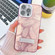 iPhone 16 Pro Max Plating Glitter Texture Fold Holder TPU Phone Case with Lens Film - Pink Feathers