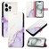 iPhone 16 Pro Max PT003 Marble Pattern Flip Leather Phone Case - White Purple LS006