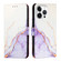 iPhone 16 Pro Max PT003 Marble Pattern Flip Leather Phone Case - White Purple LS006
