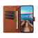 iPhone 16 Pro Max PU Genuine Leather Texture Embossed Line Phone Case - Brown