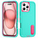 iPhone 16 Pro Max Rugged PC + Silicone Phone Case with Holder - Light Green+Rose Red