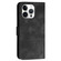 iPhone 16 Pro Max YX0080 Grid Butterfly Embossed Pattern Flip Leather Phone Case with Lanyard - Black