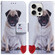 iPhone 16 Pro Coloured Drawing Flip Leather Phone Case - Pug