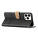 iPhone 16 Pro Cowhide Texture Stitching Leather Phone Case - Black