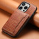 iPhone 16 Pro Crocodile Texture Card Bag Design Full Coverage Phone Case - Brown