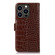 iPhone 16 Pro Crocodile Top Layer Cowhide Leather Phone Case - Brown