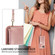 iPhone 16 Pro Crossbody Lanyard Zipper Wallet Leather Phone Case - Rose Gold