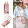 iPhone 16 Pro Crossbody Lanyard Zipper Wallet Leather Phone Case - Rose Gold