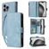 iPhone 16 Pro Crossbody Multi-card Slot Wallet Zipper Leather Phone Case - Light Blue