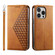 iPhone 16 Pro Cubic Grid Calf Texture Magnetic Leather Phone Case - Yellow iPhone 16 Pro Cubic Grid Calf Texture Magnetic Leather Phone Case - Yellow