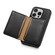 iPhone 16 Pro Denior Cowhide Texture Leather MagSafe Detachable Wallet Phone Case - Black