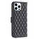 iPhone 16 Pro Diamond Lattice Wallet Flip Leather Phone Case - Black