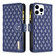 iPhone 16 Pro Diamond Lattice Zipper Wallet Leather Flip Phone Case - Blue