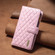 iPhone 16 Pro Diamond Lattice Zipper Wallet Leather Flip Phone Case - Pink