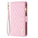 iPhone 16 Pro Diamond Lattice Zipper Wallet Leather Flip Phone Case - Pink