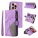 iPhone 16 Pro Dual-color 9 Card Slots Zipper Wallet Leather Phone Case - Purple