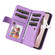iPhone 16 Pro Dual-color 9 Card Slots Zipper Wallet Leather Phone Case - Purple