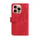 iPhone 16 Pro Dual-color 9 Card Slots Zipper Wallet Leather Phone Case - Red