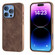 iPhone 16 Pro Electroplated Frame PU Leather Full Coverage Phone Case - Coffee