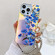iPhone 16 Pro Electroplating Laser Flower Phone Case with Wrist Strap - Myosotis AH2