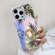 iPhone 16 Pro Electroplating Laser Flower Ring Holder TPU Phone Case - Leaves AH12