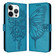 iPhone 16 Pro Embossed Butterfly Leather Phone Case - Blue