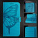 iPhone 16 Pro Embossed Butterfly Leather Phone Case - Blue