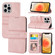 iPhone 16 Pro Embossed Stripes Skin Feel Leather Phone Case - Pink