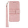iPhone 16 Pro Embossed Stripes Skin Feel Leather Phone Case - Pink