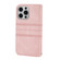 iPhone 16 Pro Embossed Stripes Skin Feel Leather Phone Case - Pink