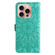 iPhone 16 Pro Embossed Sunflower Leather Phone Case - Green
