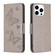 iPhone 16 Pro Embossing Two Butterflies Pattern Leather Phone Case - Grey