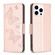 iPhone 16 Pro Embossing Two Butterflies Pattern Leather Phone Case - Rose Gold