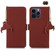 iPhone 16 Pro Genuine Leather Magnetic RFID Leather Phone Case - Coffee